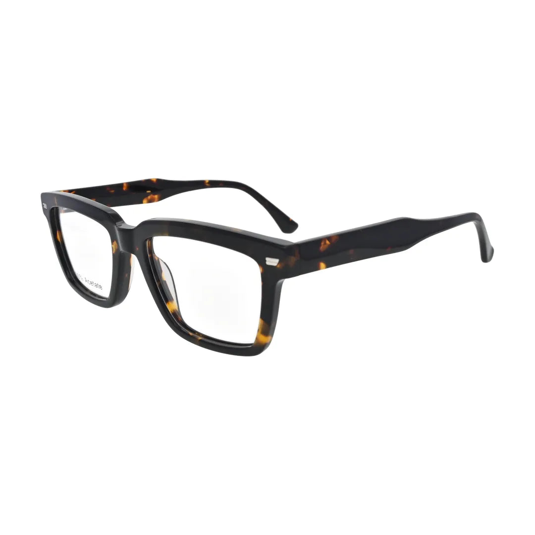 Dark Tortoise Small Rectangle Glasses for Women V054 – angled side view