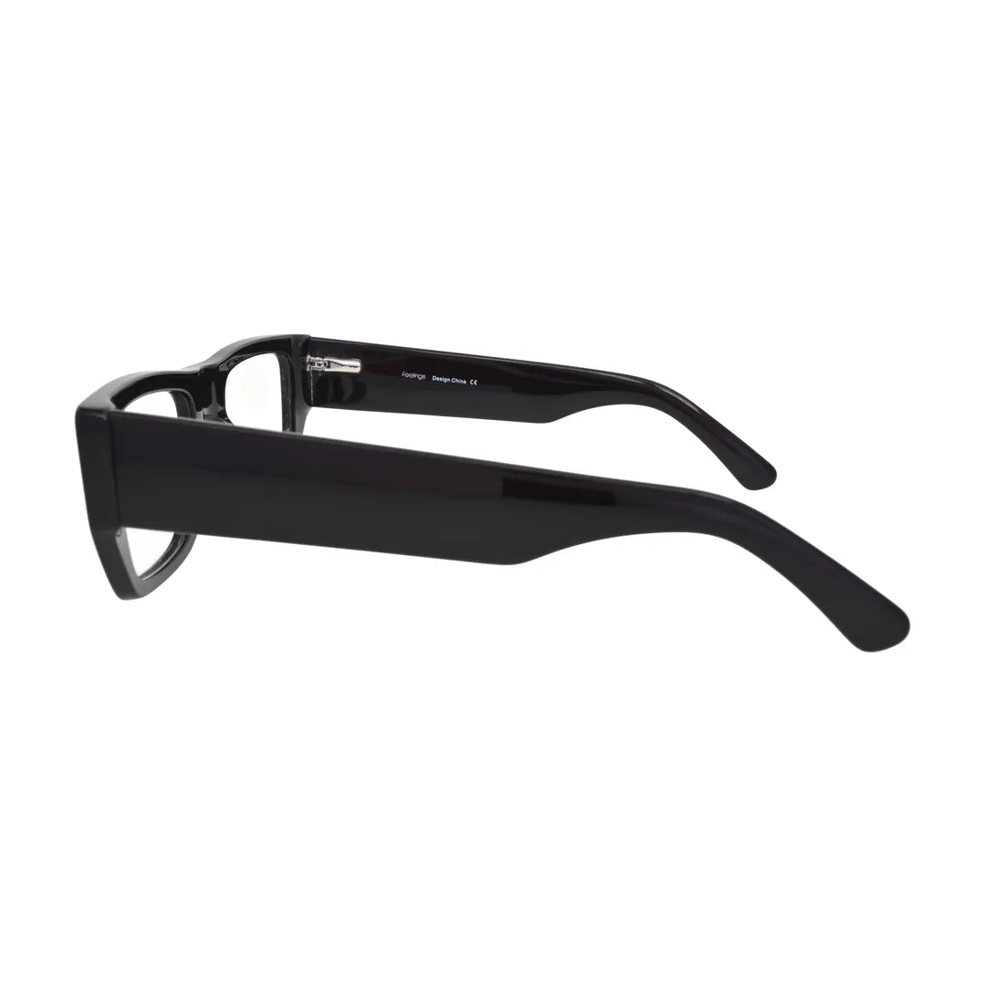 Black Chunky Wide-Temple Glasses for Women V055 – side profile showing the temple