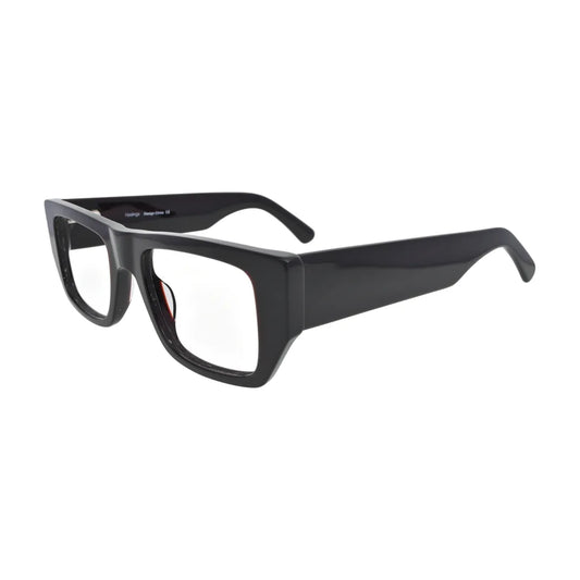 Black Chunky Wide-Temple Glasses for Women V055 – angled side view