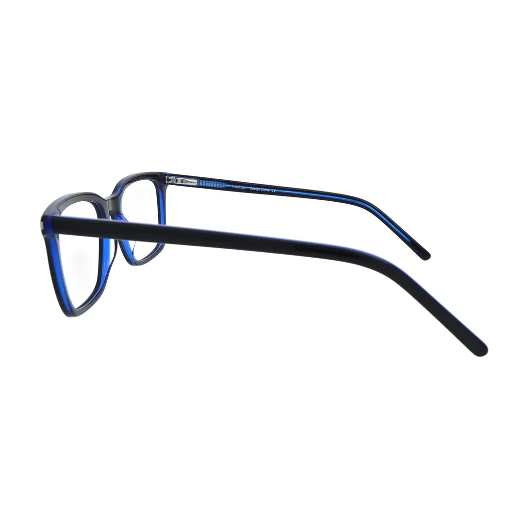 Black and Cobalt Blue Square Glasses for Women V056 – side profile showing the temple