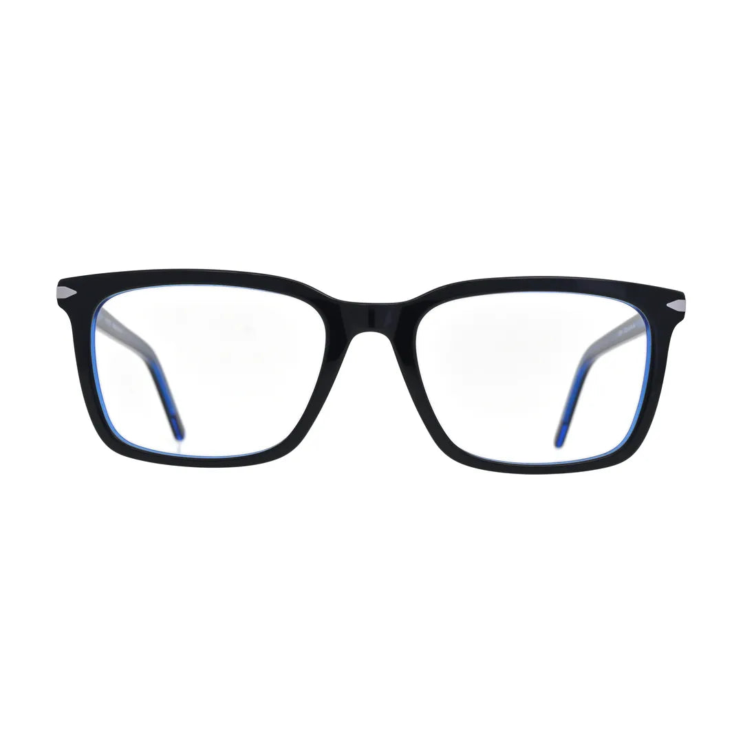 Black and Cobalt Blue Square Glasses for Women V056 – front view