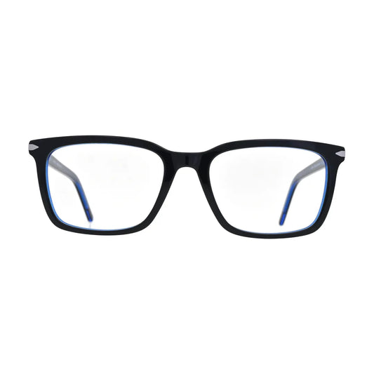 Black and Cobalt Blue Square Glasses for Women V056 – front view