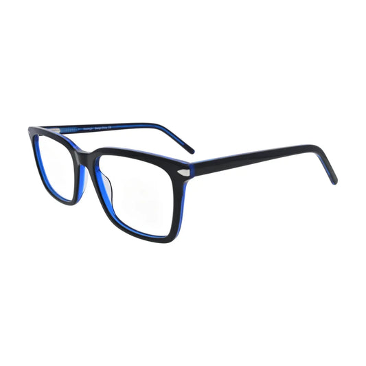 Black and Cobalt Blue Square Glasses for Women V056 – angled side view