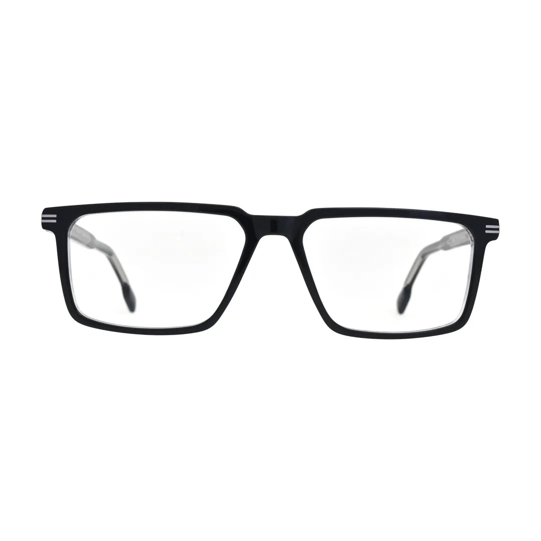 Black and Crystal Slim Rectangle Glasses for Women V057 – front view