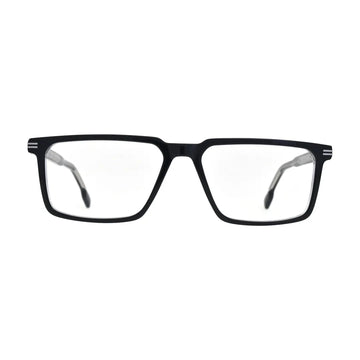 Black and Crystal Slim Rectangle Glasses for Women V057 – front view