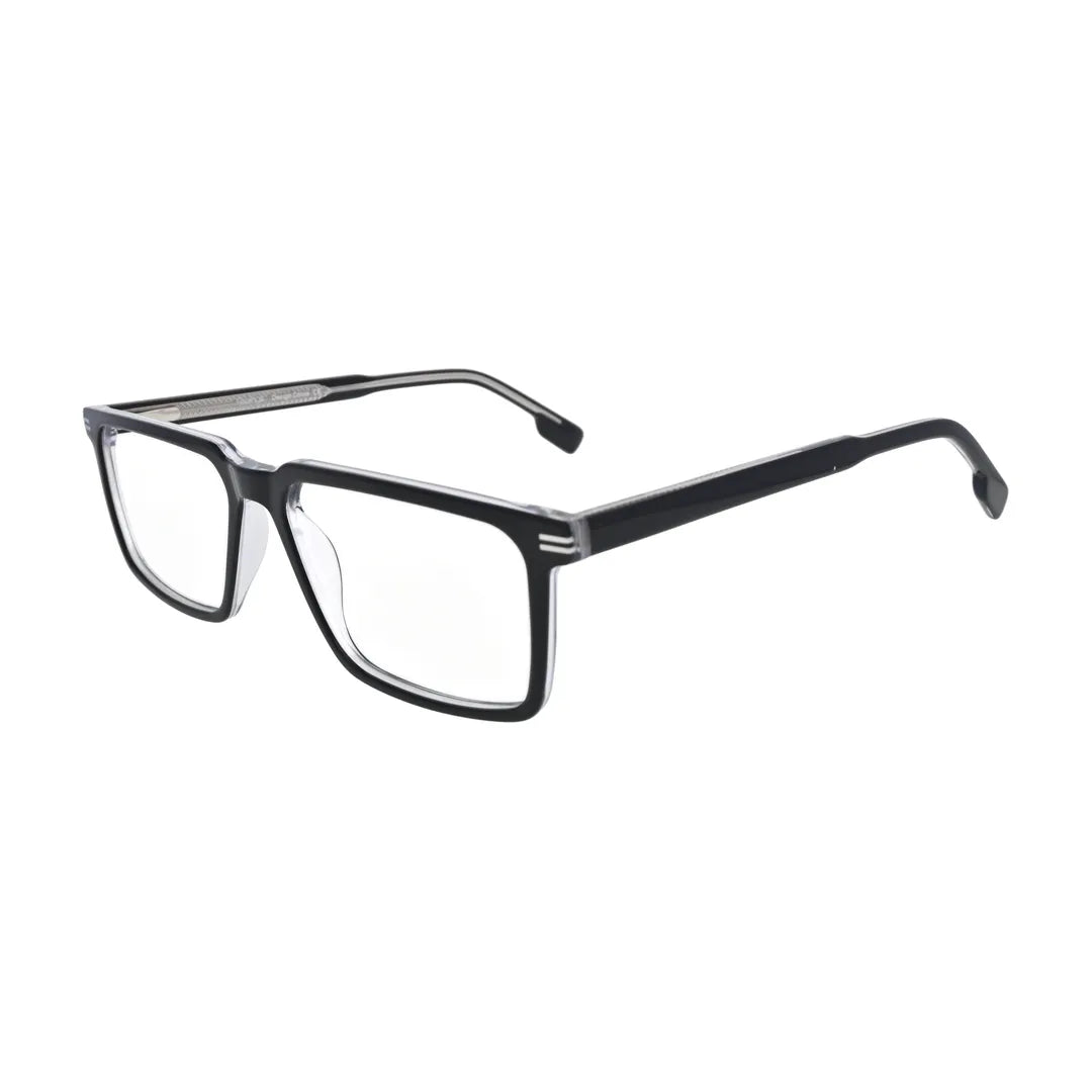 Black and Crystal Slim Rectangle Glasses for Women V057 – angled side view