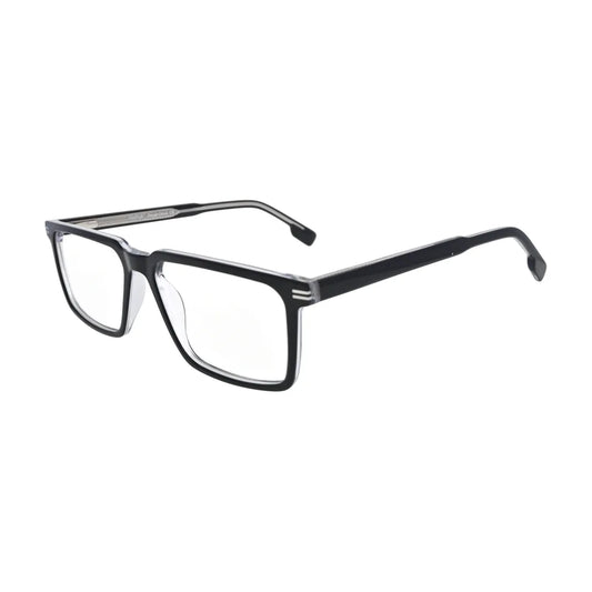 Black and Crystal Slim Rectangle Glasses for Women V057 – angled side view