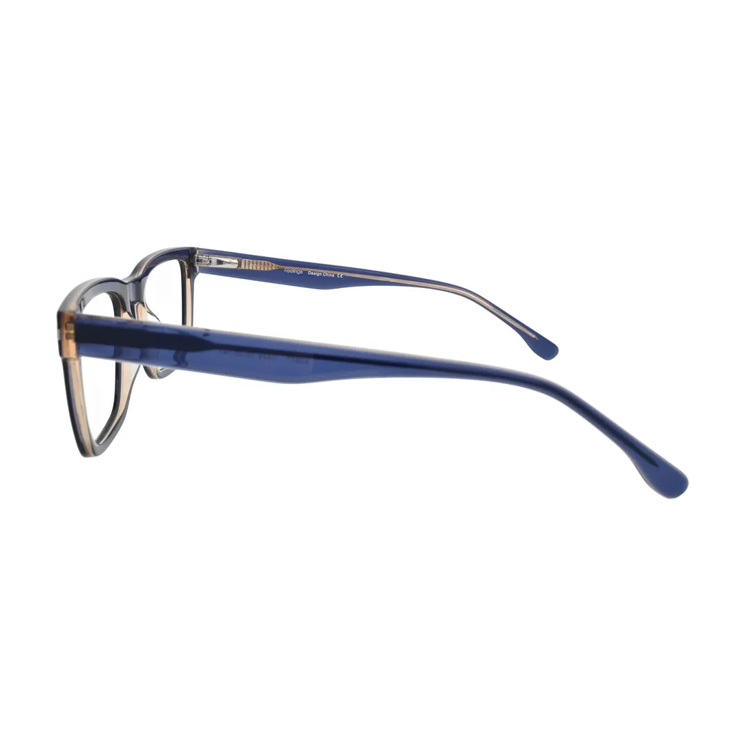 Navy Blue Translucent Rectangle Glasses for Women V058 – side profile showing the temple