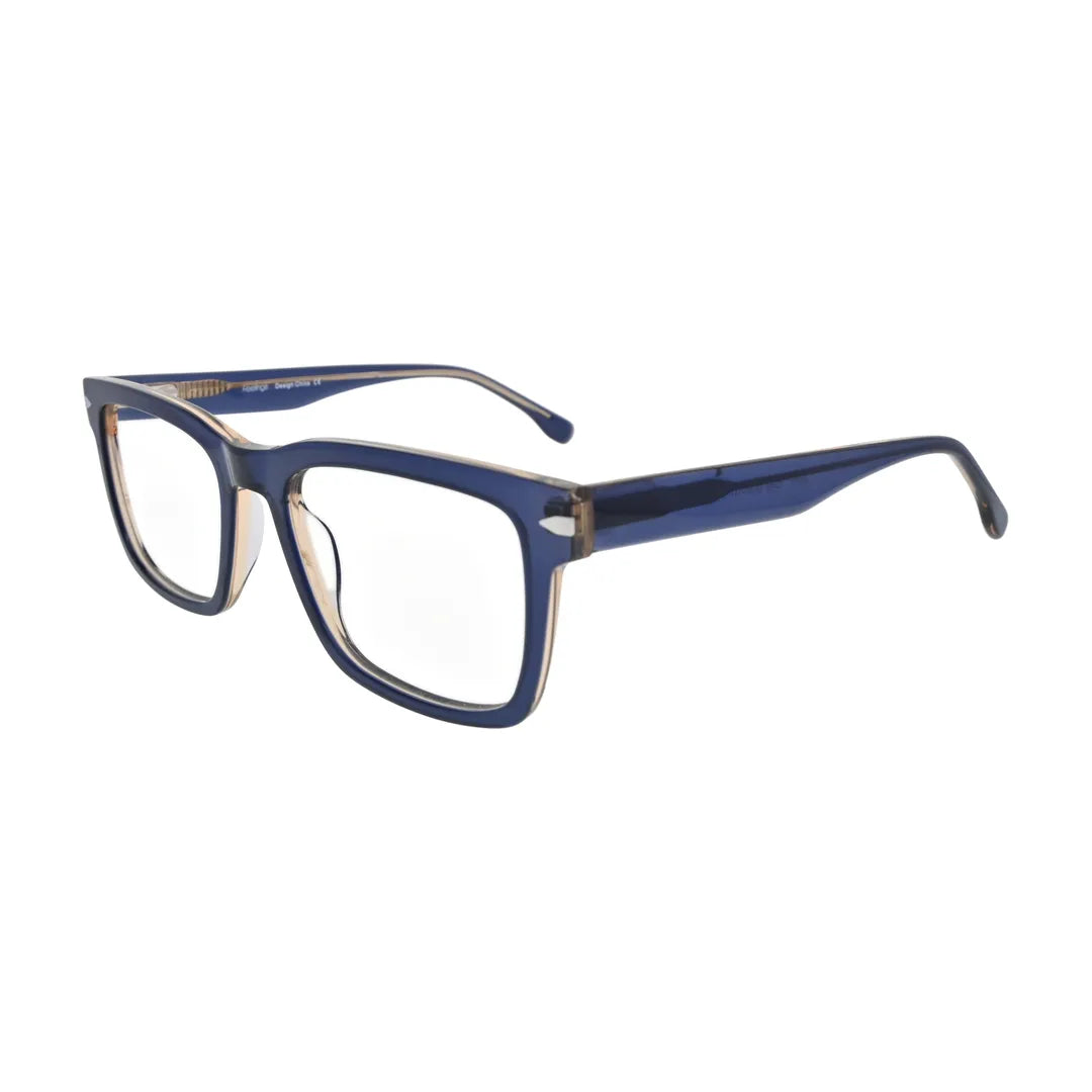 Navy Blue Translucent Rectangle Glasses for Women V058 – angled side view