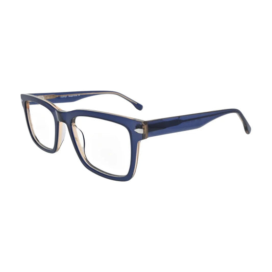 Navy Blue Translucent Rectangle Glasses for Women V058 – angled side view