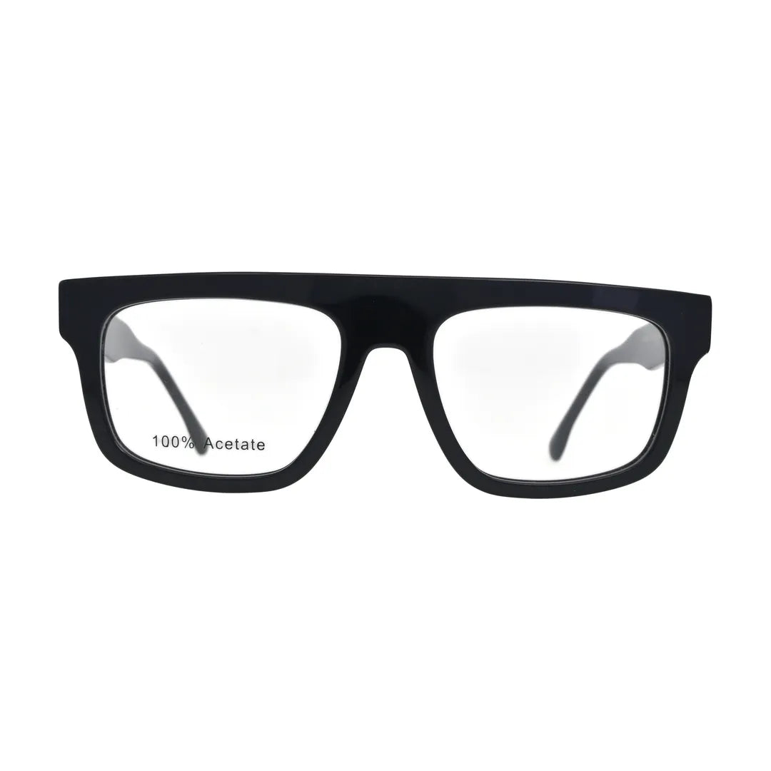 Black Bold Flat Top Glasses for Women V059 – front view