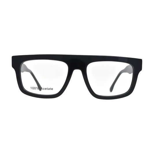 Black Bold Flat Top Glasses for Women V059 – front view