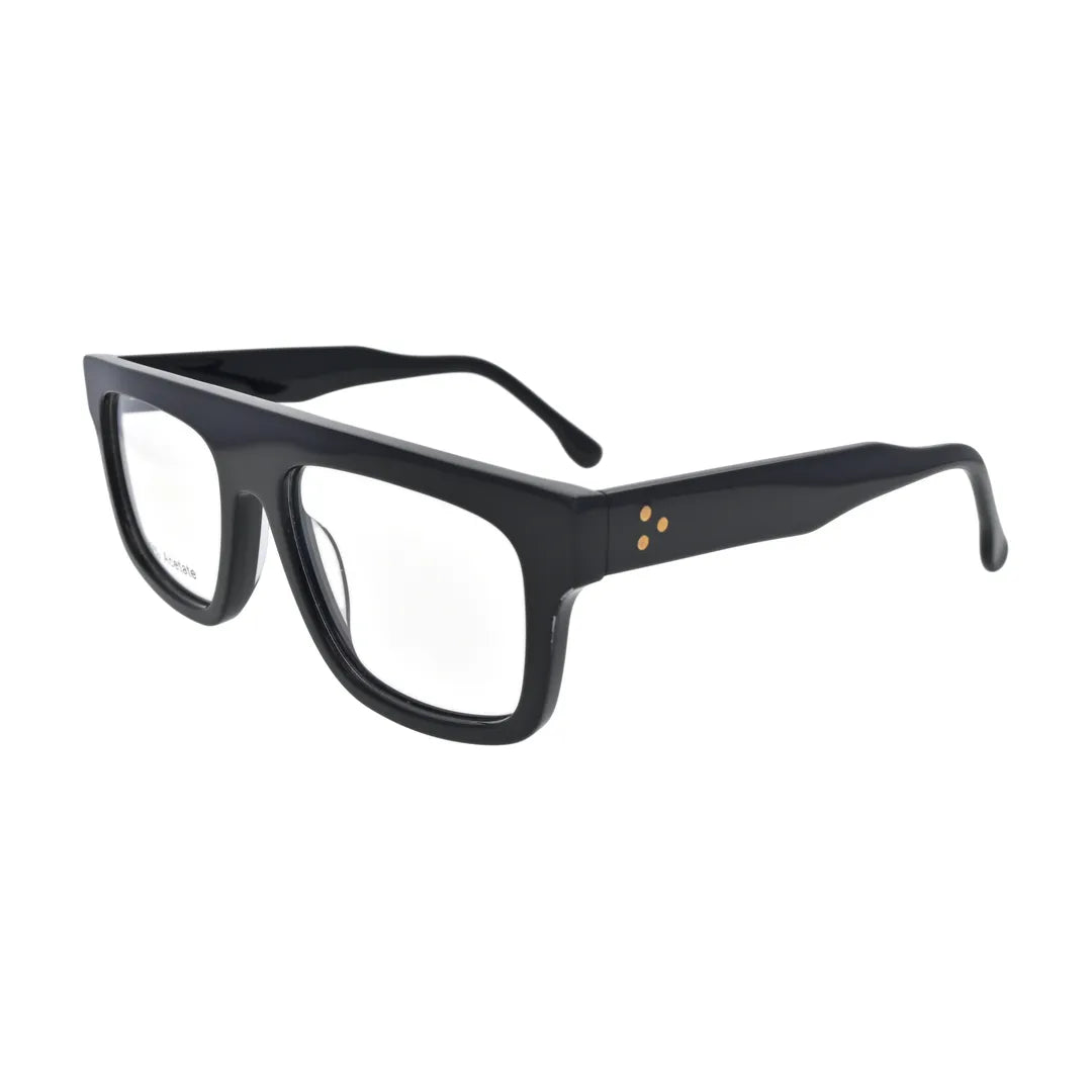 Black Bold Flat Top Glasses for Women V059 – angled side view