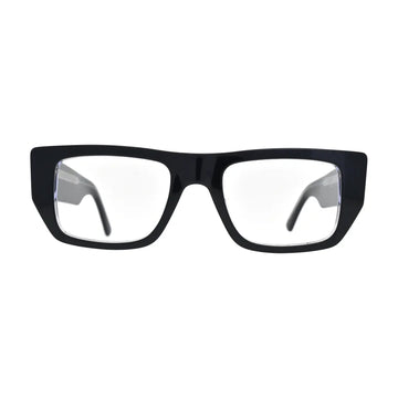 Black and Crystal Chunky Wide-Temple Glasses for Women V060 – front view