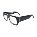 Black and Crystal Chunky Wide-Temple Glasses for Women V060 – angled side view