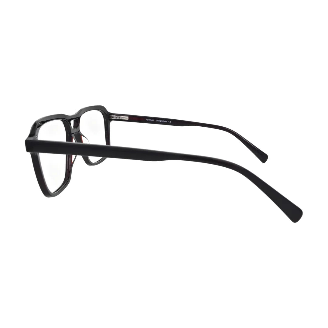 Black Double Bridge Aviator Glasses for Women V061 – side profile showing the temple