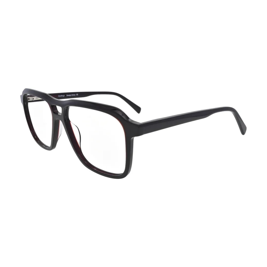 Black Double Bridge Aviator Glasses for Women V061 – angled side view