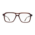 Chestnut Brown Horn Double Bridge Aviator Glasses for Women V062 – front view
