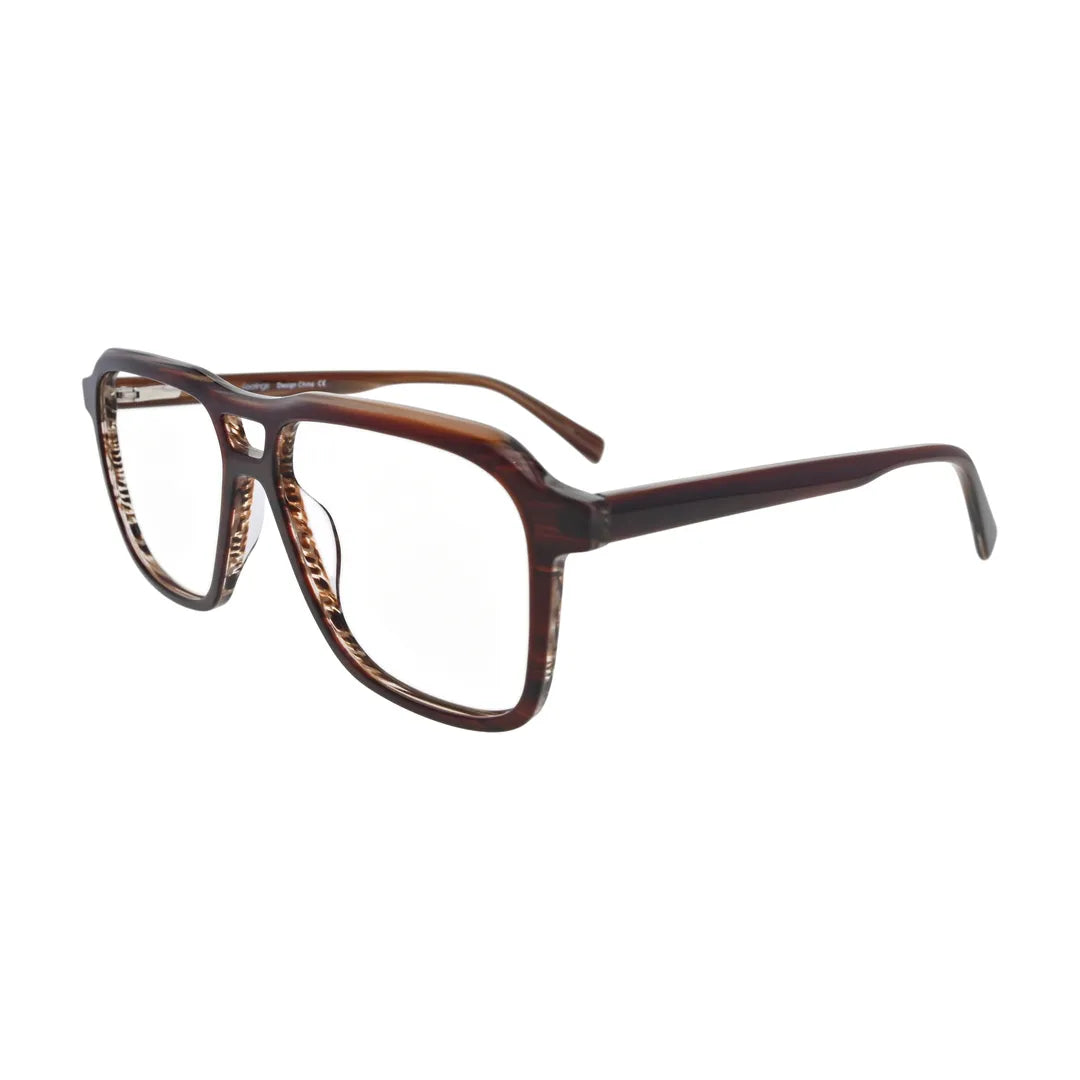 Chestnut Brown Horn Double Bridge Aviator Glasses for Women V062 – angled side view