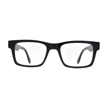Black Small Rectangle Glasses with Gold Temple Emblem for Women V063 – front view