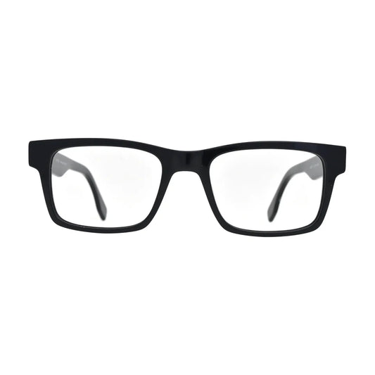 Black Small Rectangle Glasses with Gold Temple Emblem for Women V063 – front view