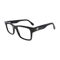 Black Small Rectangle Glasses with Gold Temple Emblem for Women V063 – angled side view