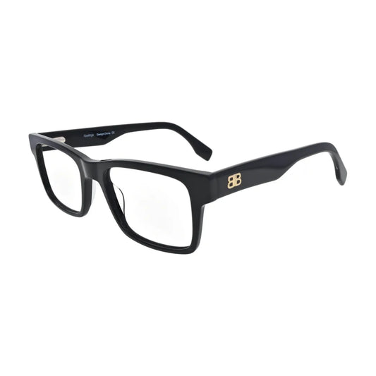 Black Small Rectangle Glasses with Gold Temple Emblem for Women V063 – angled side view