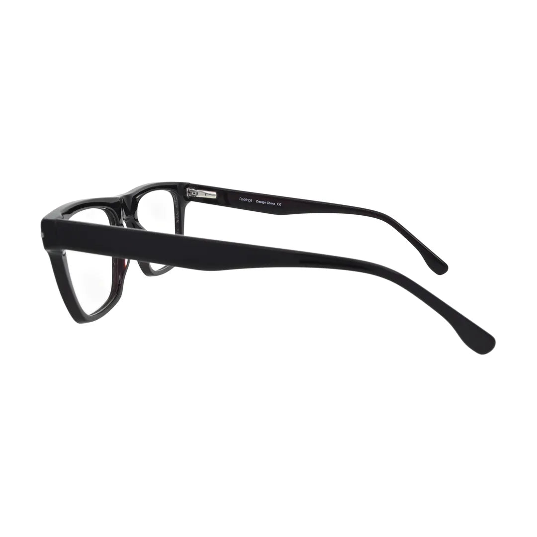 Black Square Glasses with Silver Bar Rivets for Women V064 – side profile showing the temple