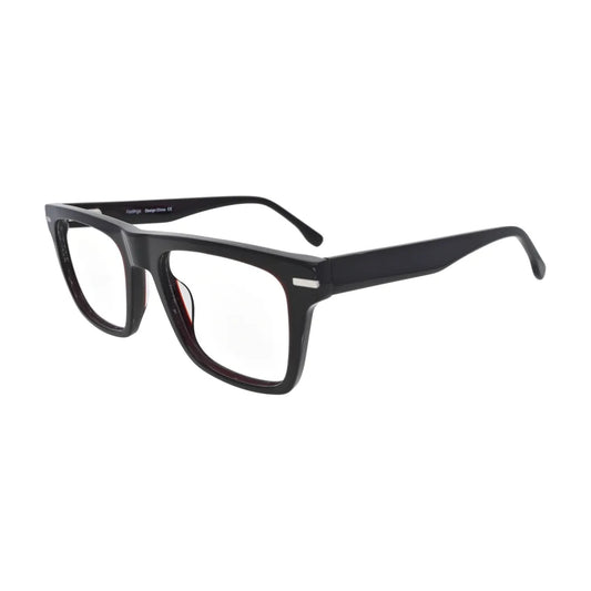 Black Square Glasses with Silver Bar Rivets for Women V064 – angled side view