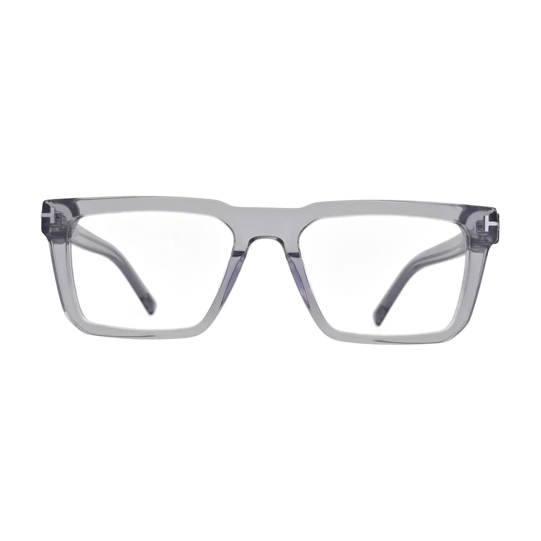 Crystal Grey Flat Top Square Glasses for Women V065 – front view