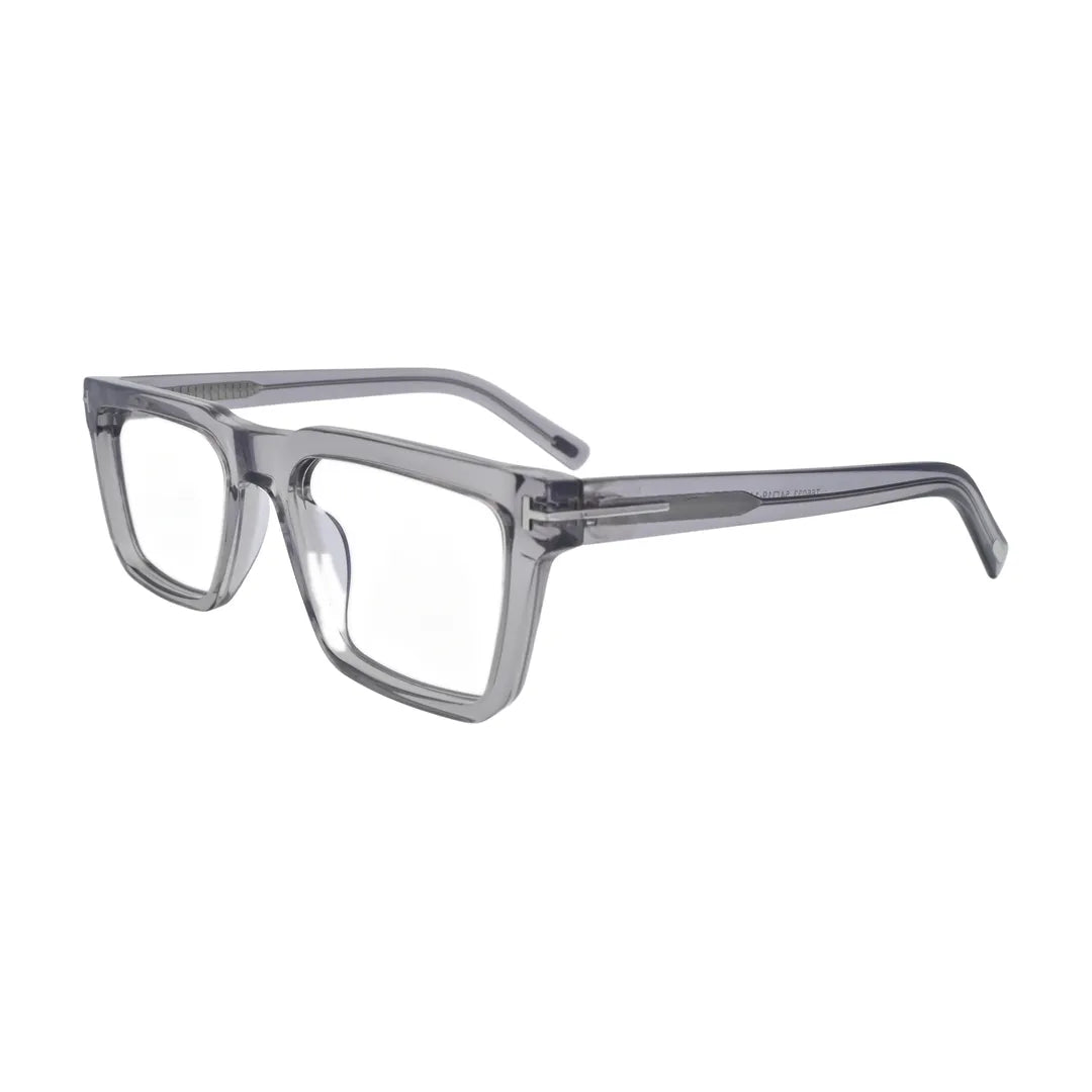 Crystal Grey Flat Top Square Glasses for Women V065 – angled side view