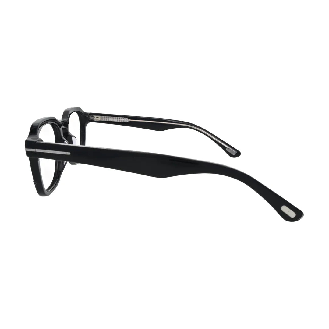 Black Panto Glasses with Metal Temple Bars for Women V067 – side profile showing the temple