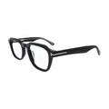 Black Panto Glasses with Metal Temple Bars for Women V067 – angled side view