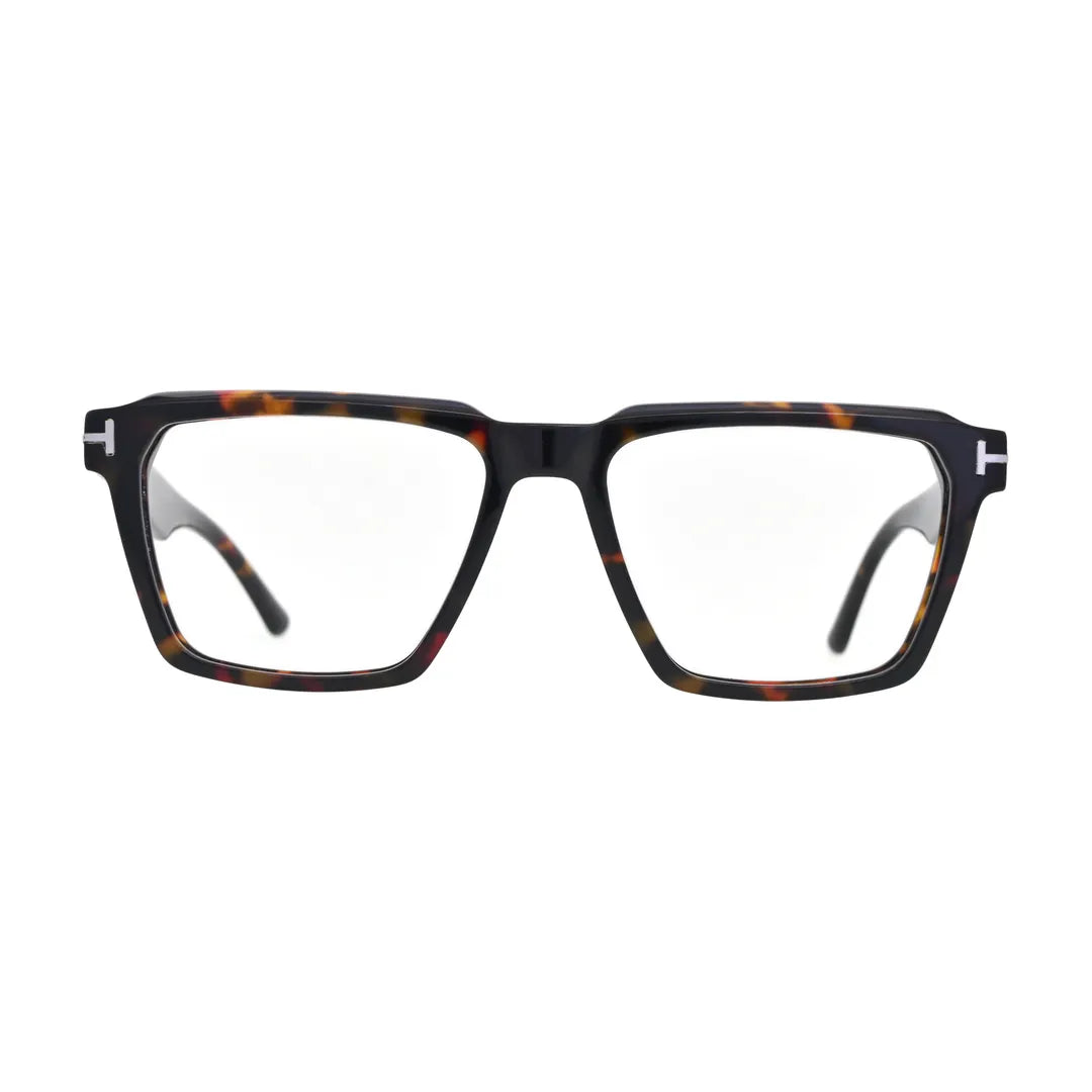 Red Havana Square Glasses with Stepped Brow for Women V068 – front view