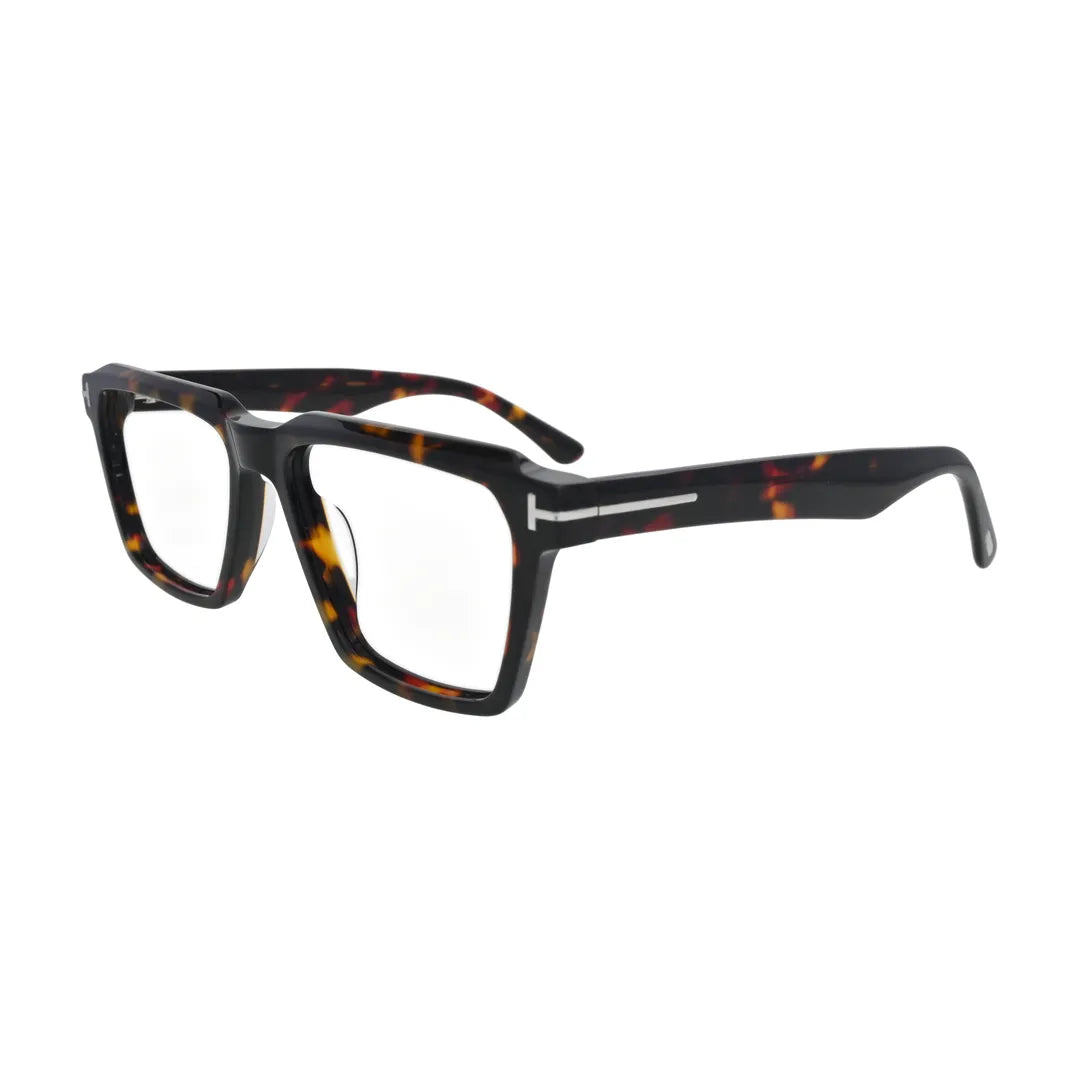 Red Havana Square Glasses with Stepped Brow for Women V068 – angled side view
