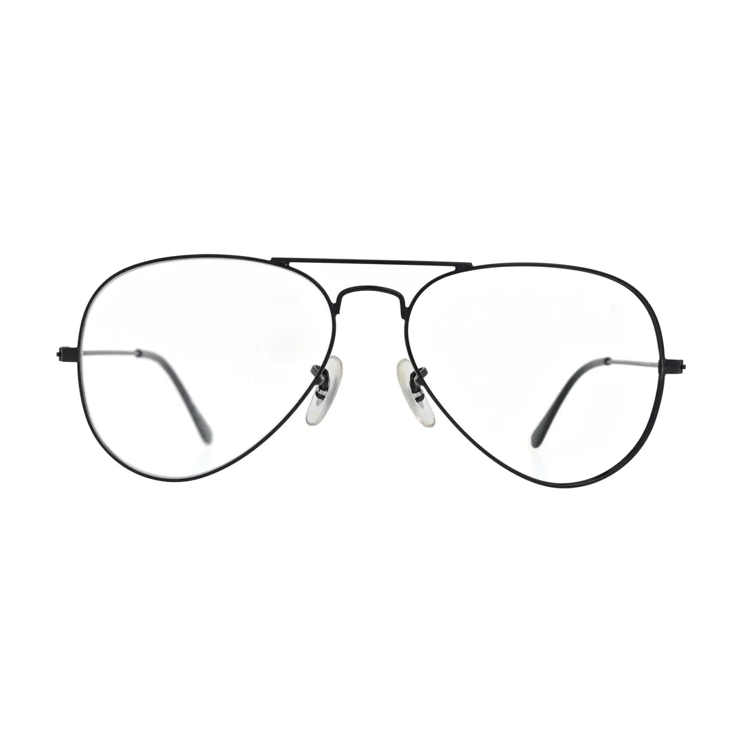 Black aviator eyeglasses N092 with double bridge, front view