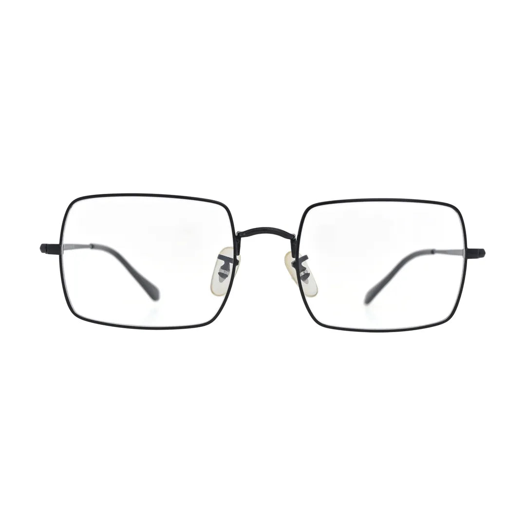 Black metal frame glasses N089, soft rectangle shape, front view