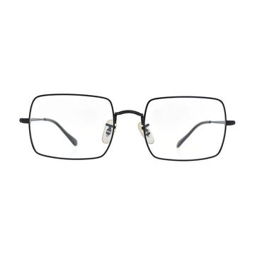 Black metal frame glasses N089, soft rectangle shape, front view