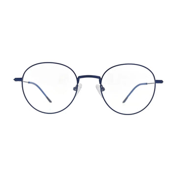 Blue round eyeglasses N100, navy panto frame, front view