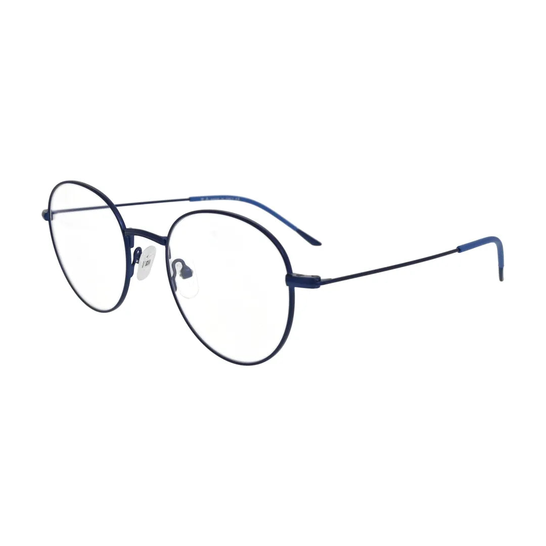 Blue round eyeglasses N100, side view with blue tips