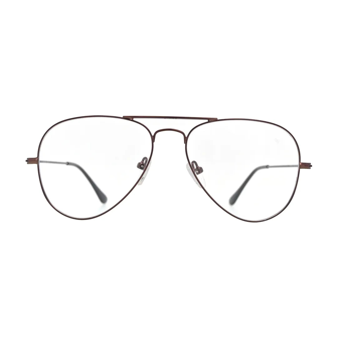 Brown aviator glasses N095 in dark brown metal, front view