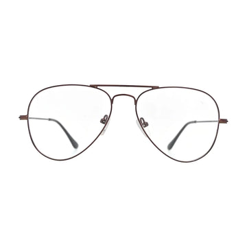 Brown aviator glasses N095 in dark brown metal, front view