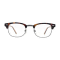 Tortoise clubmaster glasses N101, browline frame, front view