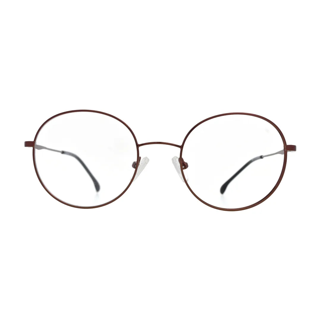 Copper round glasses N099 in thin metal, front view