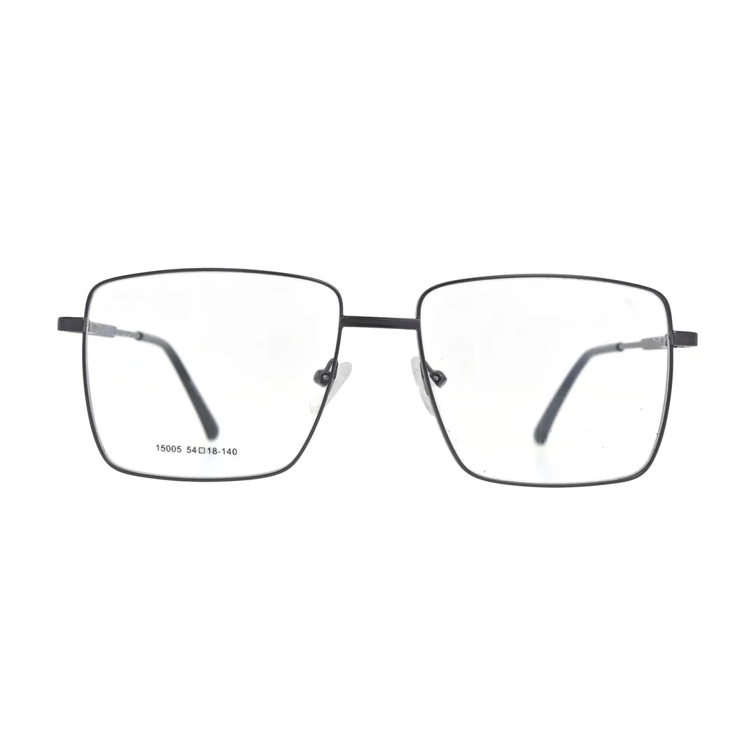 Dark grey metal frame glasses N087, rectangle shape, front view