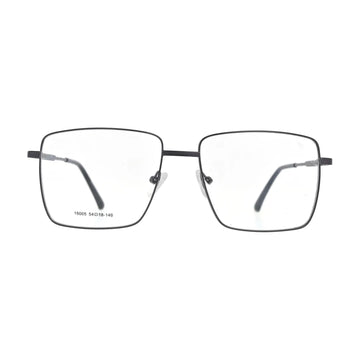 Dark grey metal frame glasses N087, rectangle shape, front view