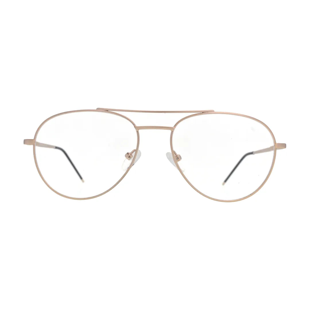 Gold aviator glasses N091 with double bridge, front view