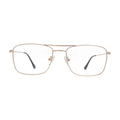 Gold double bridge glasses N102, rectangle pilot frame, front view