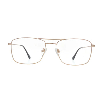 Gold double bridge glasses N102, rectangle pilot frame, front view