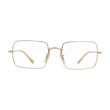 Light gold rectangle glasses N088 with rounded corners, front view